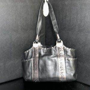 Brighton leather satchel with silver hardware
